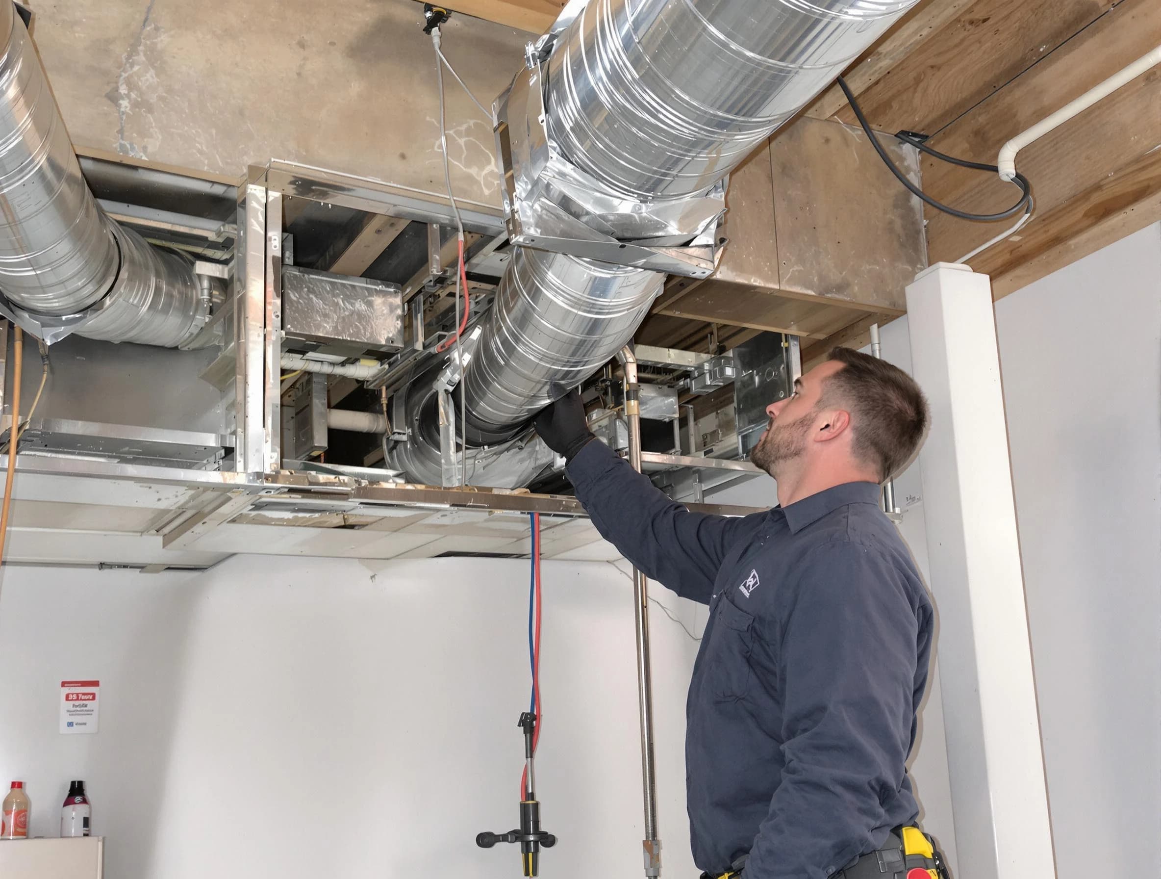 Gold Canyon Air Duct Cleaning technician performing professional air duct repair using specialized tools in Gold Canyon