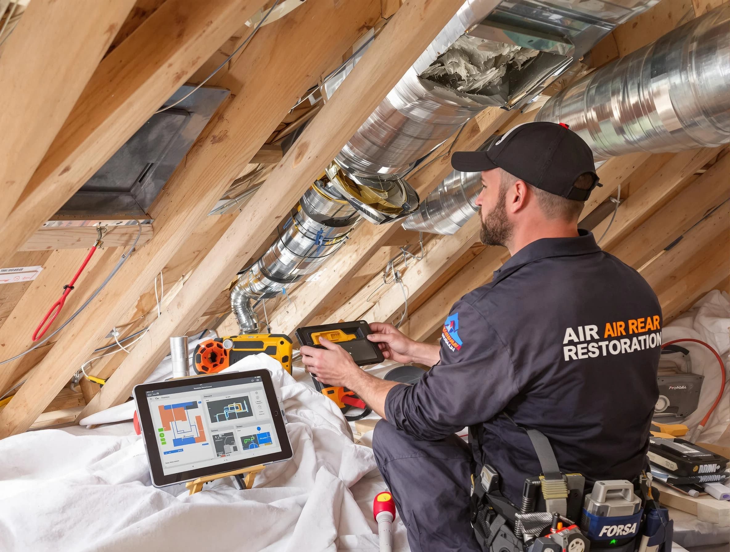 Gold Canyon Air Duct Cleaning technician performing precise duct repair work in Gold Canyon