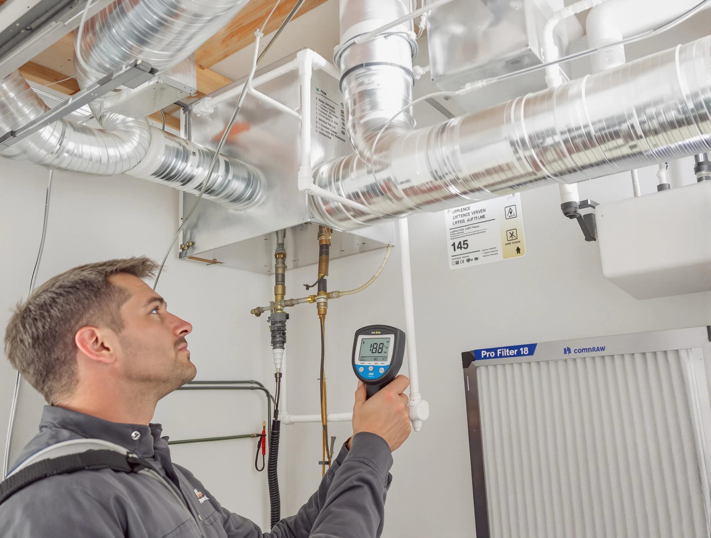 Gold Canyon Air Duct Cleaning expert conducting detailed filter system inspection using diagnostic tools in Gold Canyon
