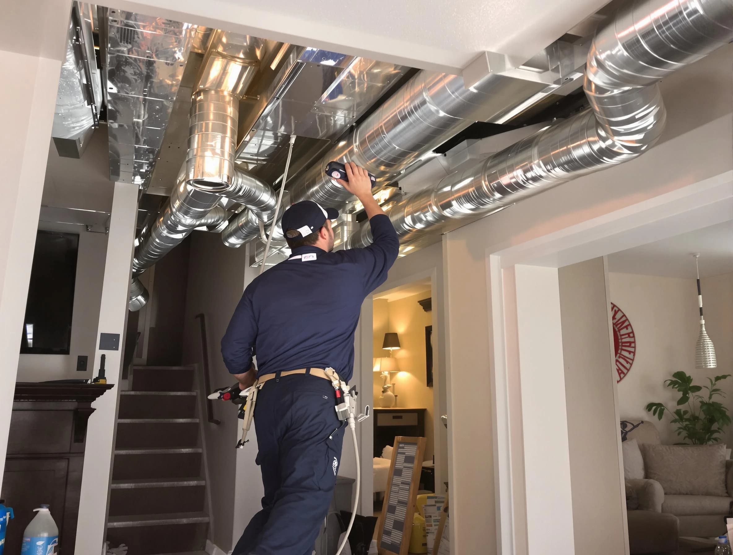 Gold Canyon Air Duct Cleaning expert performing specialized duct cleaning in a mobile home in Gold Canyon