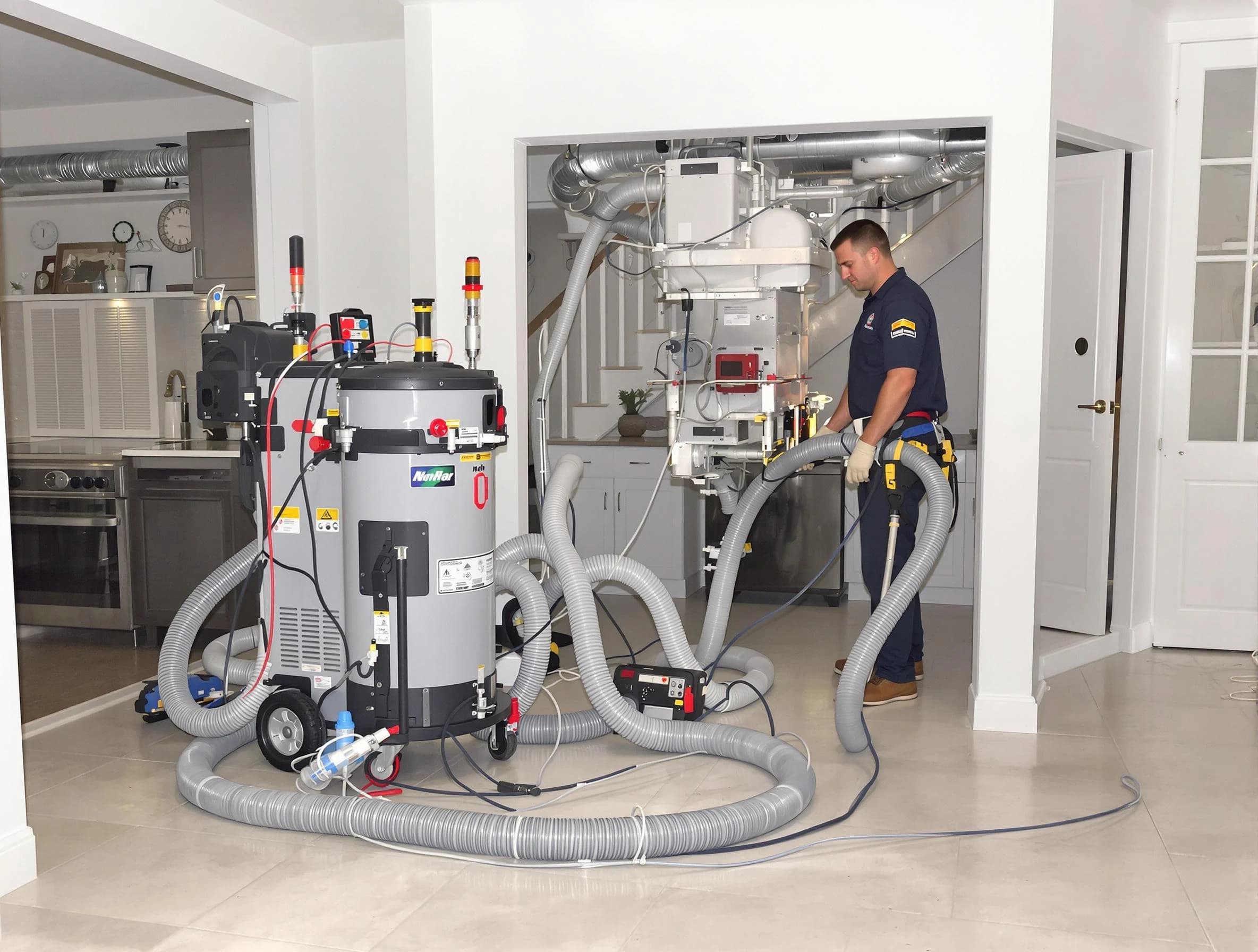 Gold Canyon Air Duct Cleaning technician operating negative pressure cleaning equipment for thorough duct maintenance in Gold Canyon